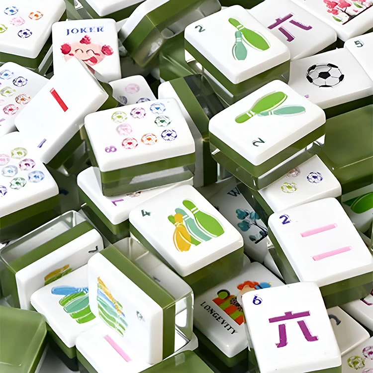 Carreaux de Mahjong en acrylique vert armée