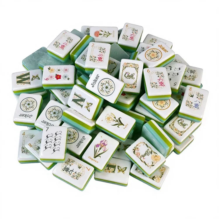 Tuiles de Mahjong acryliques florales élégantes