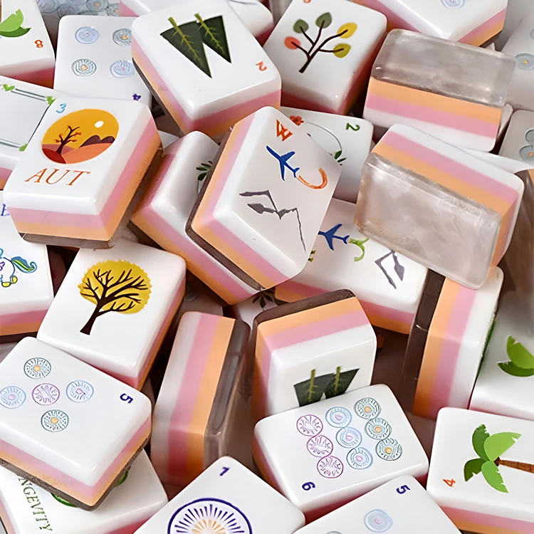 Tuiles de Mahjong en acrylique rose lotus