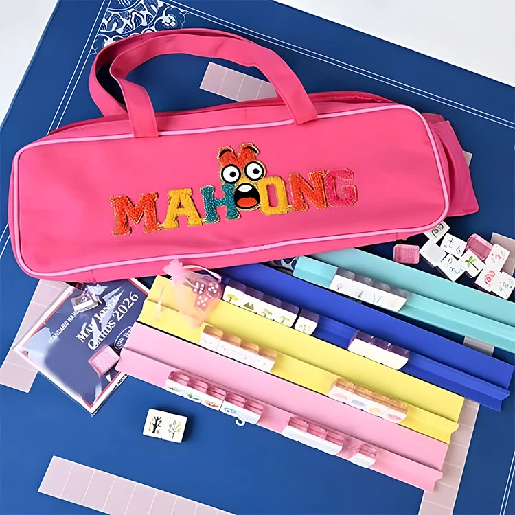 Jeu de Mahjong Emoji de dessin animé rose