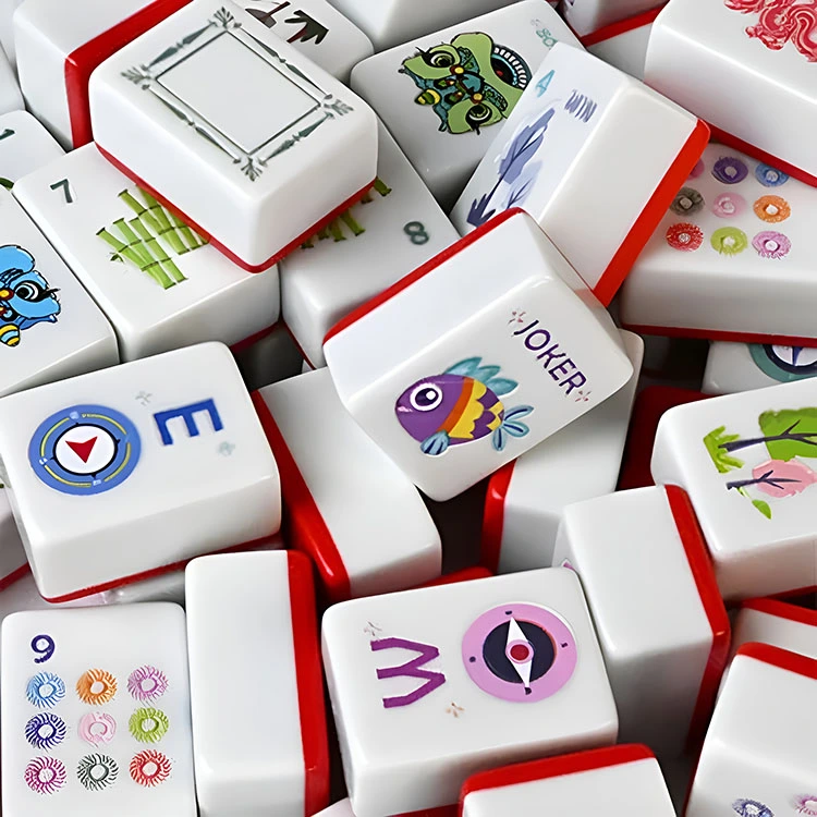 Tuiles de Mahjong en mélamine rouge vif